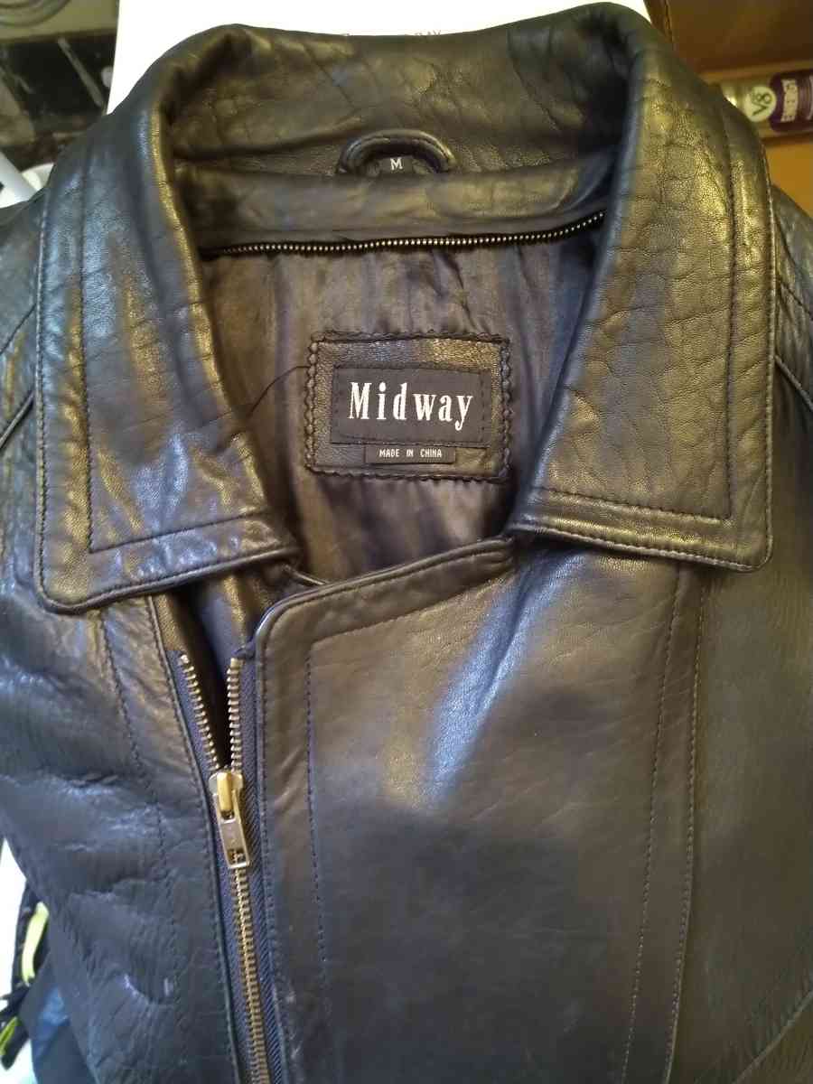 MIDWAY BLACK LEATHER JACKET - Pittsburgh, Pennsylvania - FleaMarketBay