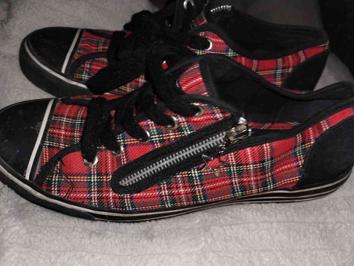 Red and black plaid sneakers by Gotta Flurt - Platte City, Missouri - FleaMarketBay