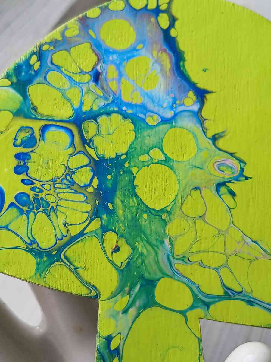 Cosmic Splatter Acrylic Pour Painted Wooden Mushroom - Kingston, Pennsylvania - FleaMarketBay