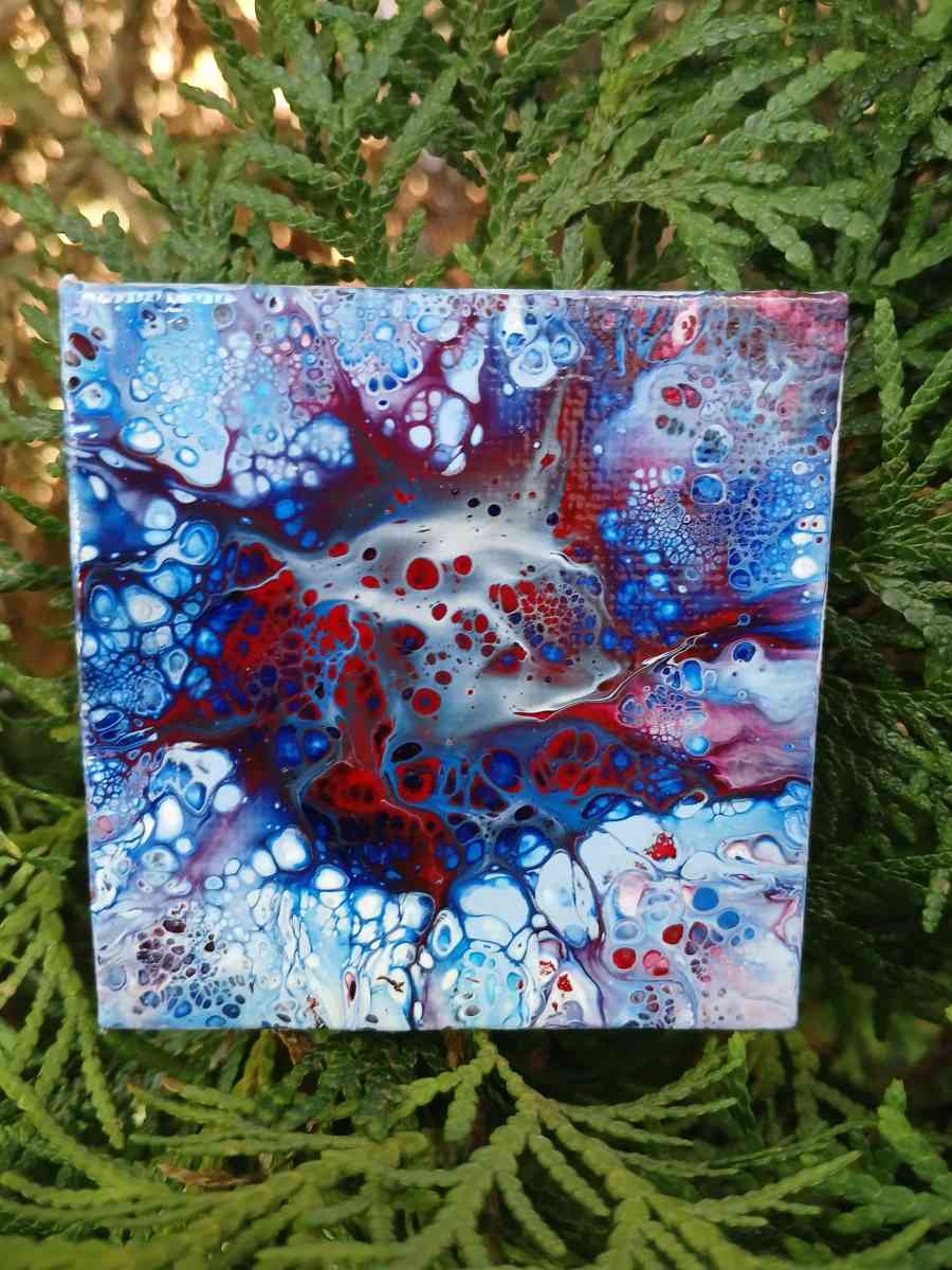 Orb Eruption Acrylic Pour Painted Magnetic Stretched Canvas - Kingston, Pennsylvania