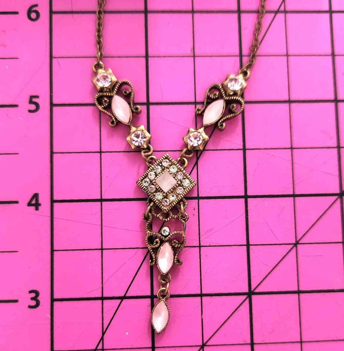 Beautiful Victorian Diamond Accent and Pink Stone Necklace - Kenner, Louisiana - FleaMarketBay