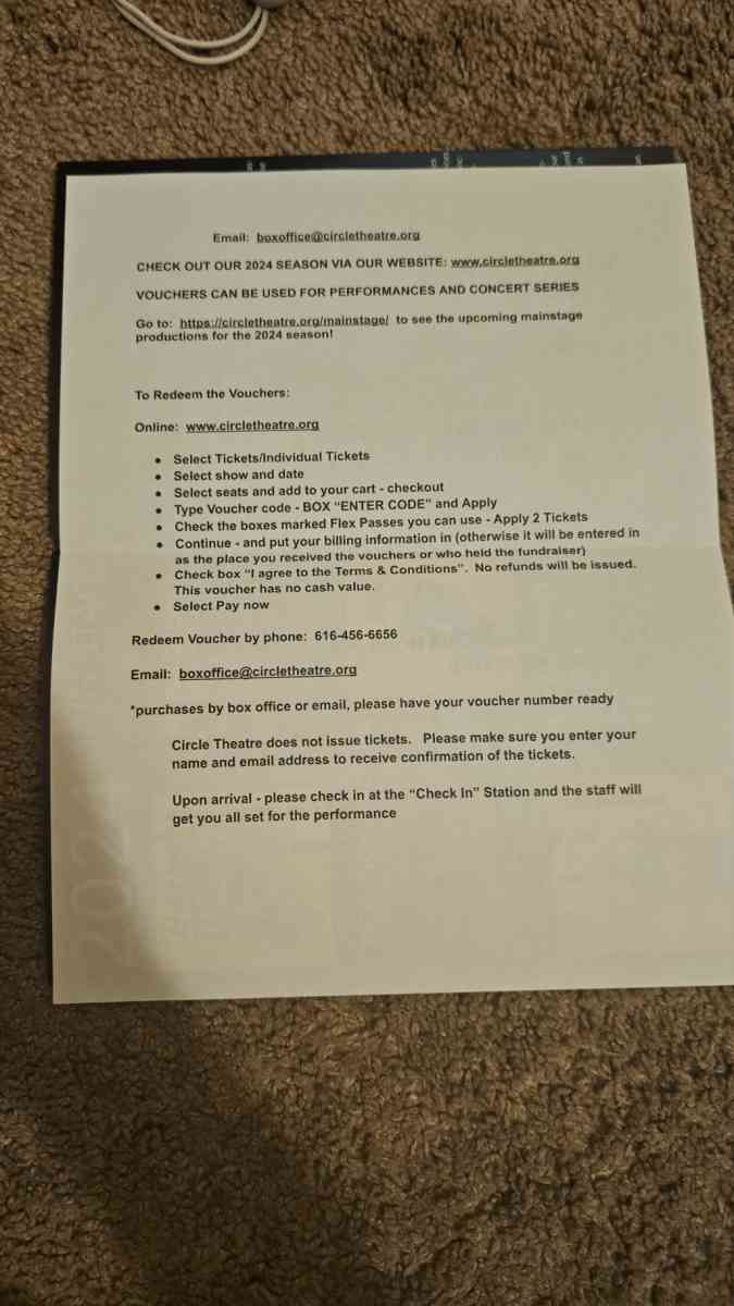 Circle Theather Tickets - Grand Rapids, Michigan - FleaMarketBay