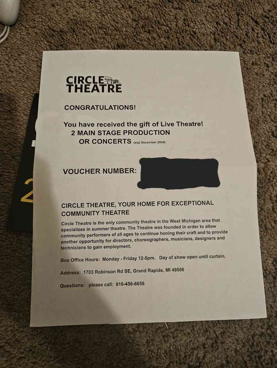 Circle Theather Tickets - Grand Rapids, Michigan - FleaMarketBay