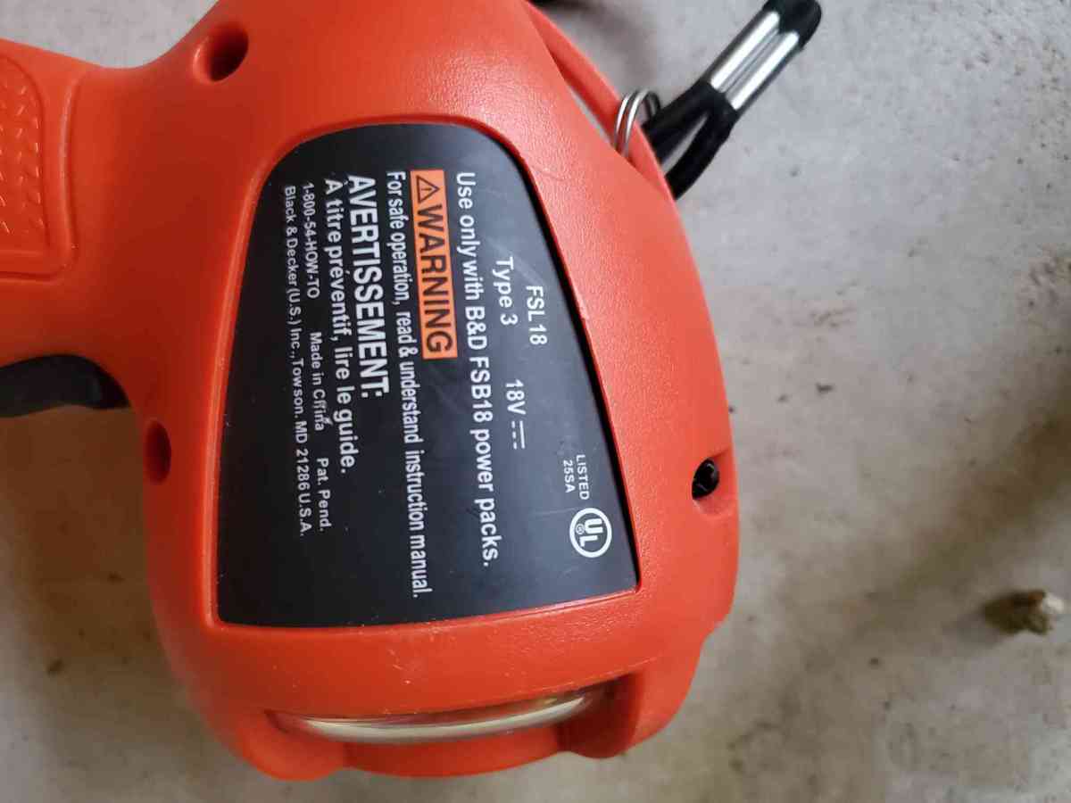 18V  Flashlight  No Battery Or Charger  Black  Decker Fires - Rock Island, Tennessee - FleaMarketBay