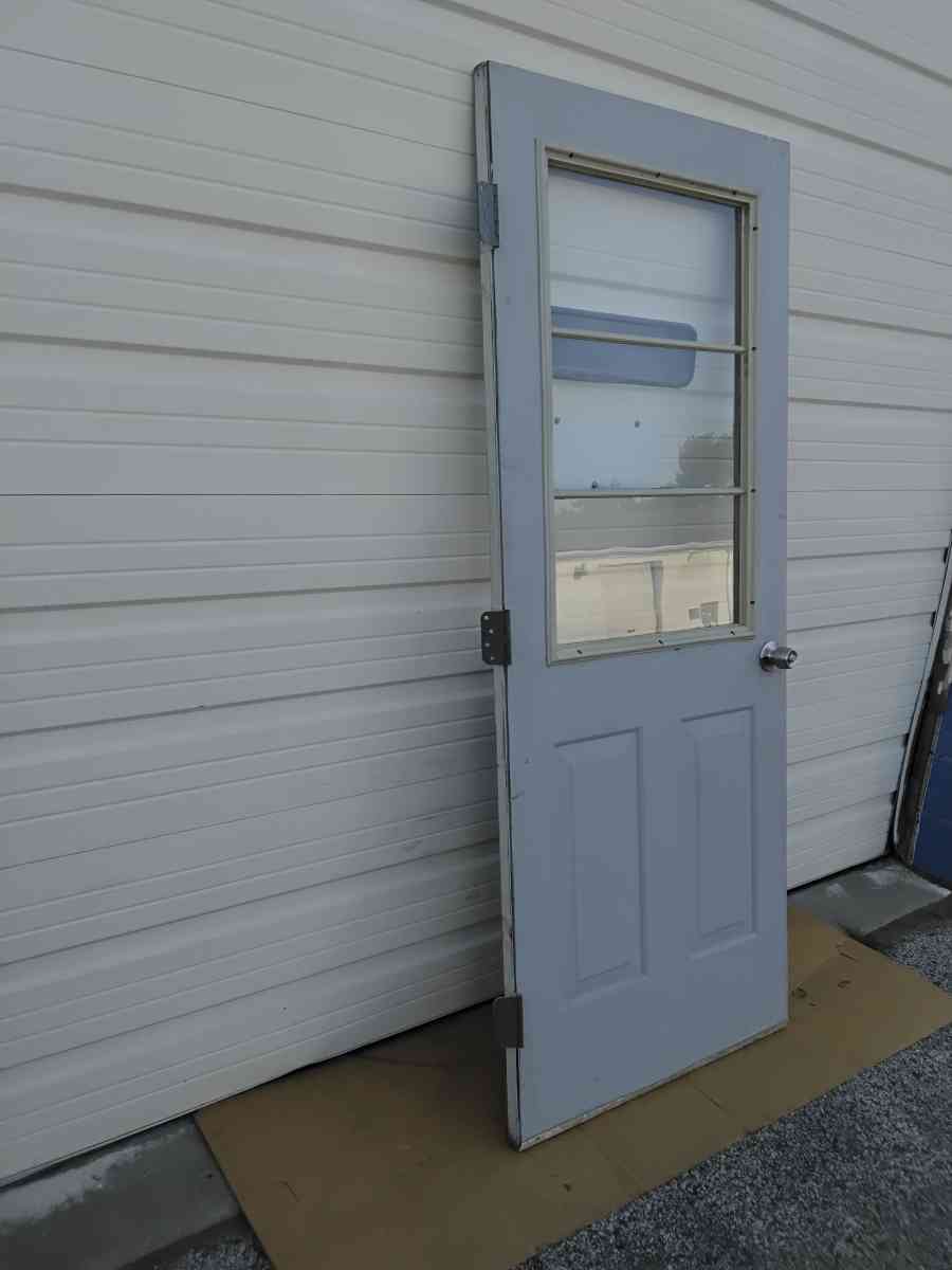Nice Gray All Steel 3 Light JeldWen Door With HingesDoor Nob - Williamstown, New Jersey - FleaMarketBay