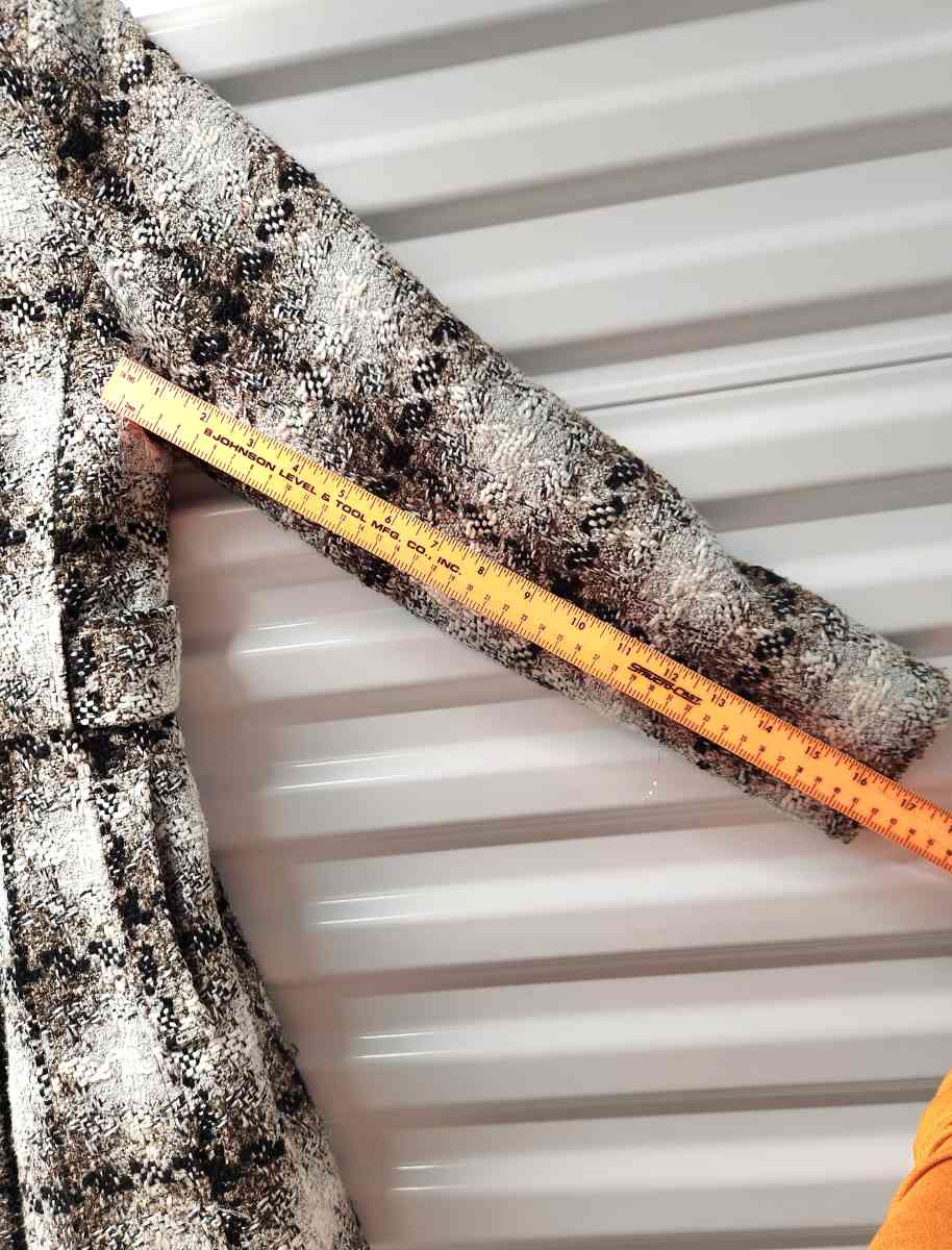 Pura Vida Brown and Grey with Gold Tinseling Plaid Peacoat - Kenner, Louisiana - FleaMarketBay