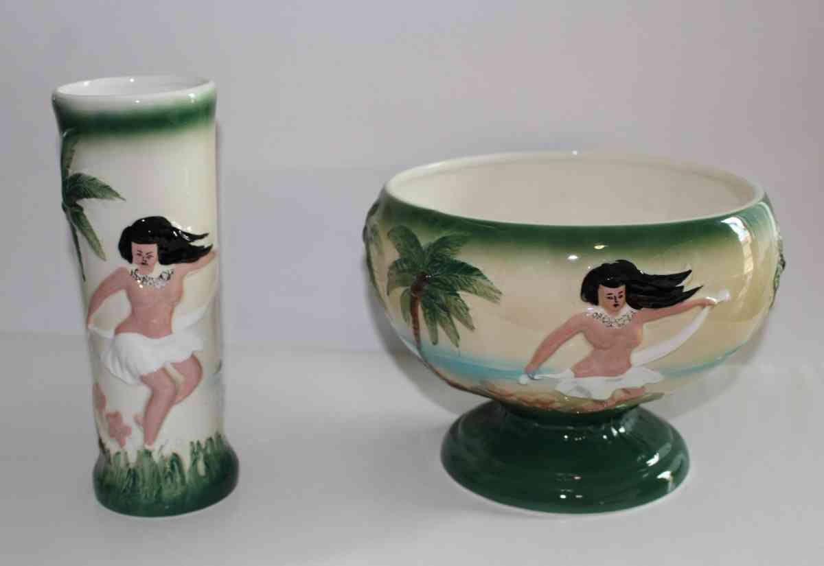 Two Vintage Sail With Harveys  Hula dancer Vase  Planter Pot - Fort Worth, Texas - FleaMarketBay