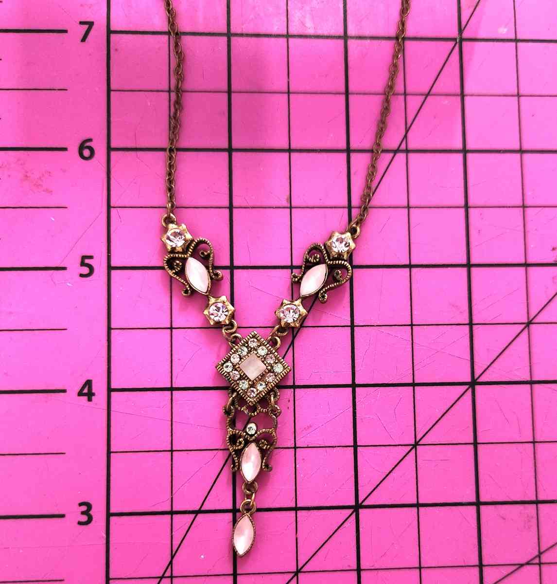 Beautiful Victorian Diamond Accent and Pink Stone Necklace - Kenner, Louisiana - FleaMarketBay