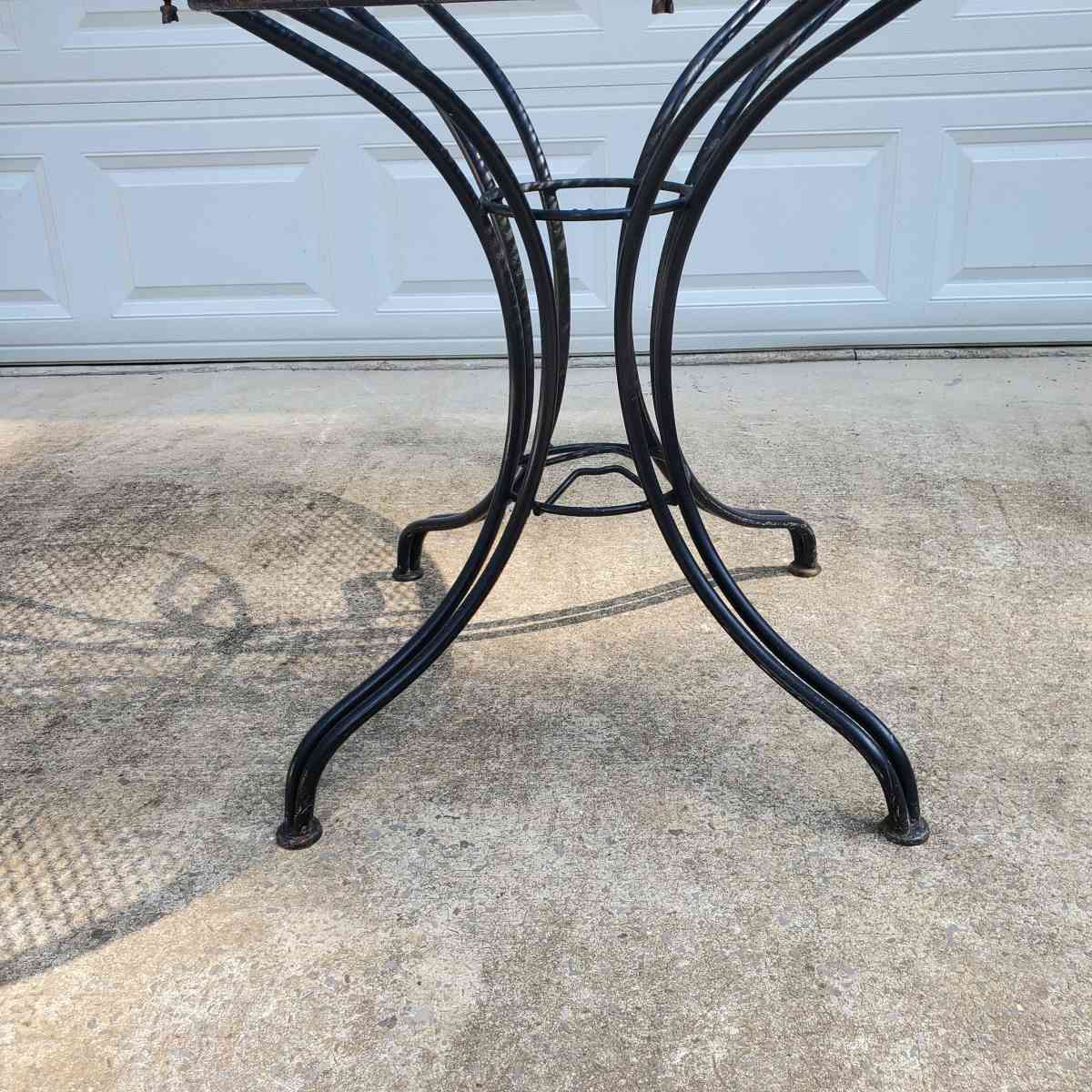 Wrought Iron Black Table W Umbrella Hole - Rock Island, Tennessee - FleaMarketBay