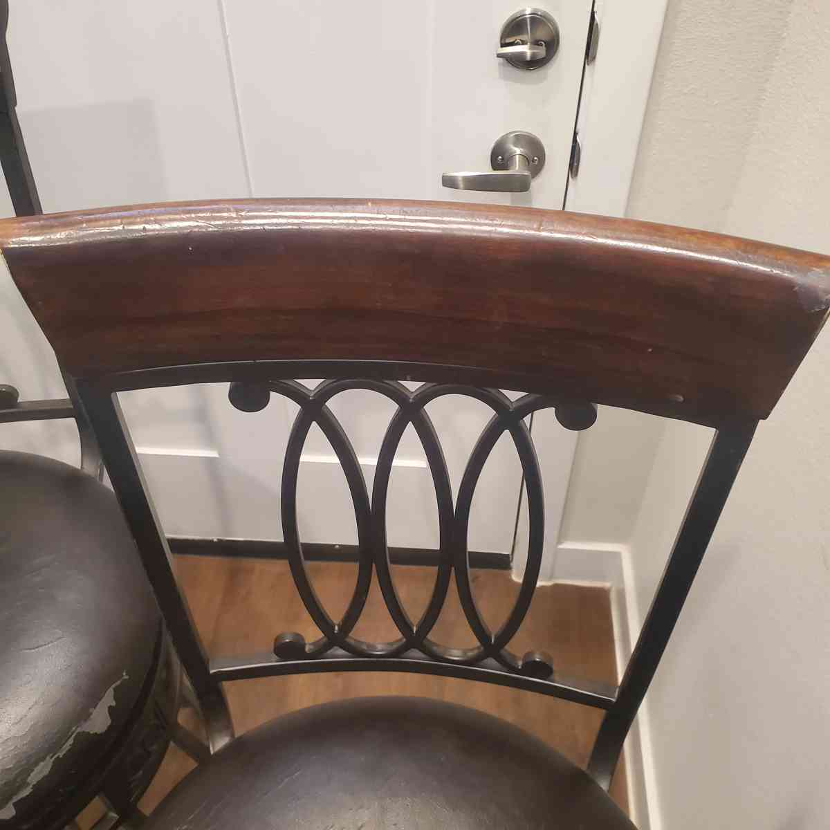 2 Wood Metal Used Black Bar Stools Chairs - Fort Worth, Texas - FleaMarketBay