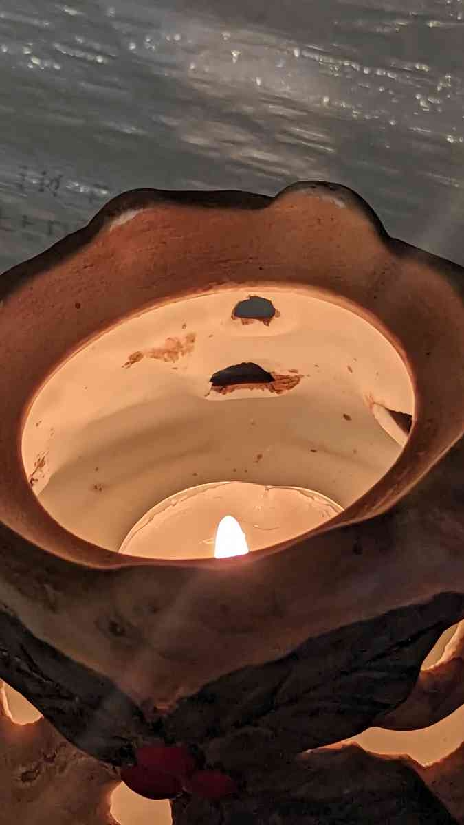 Unique Ceramic Hand Panted Wood Log Tea Light Candle Holder - Phoenix, Arizona - FleaMarketBay