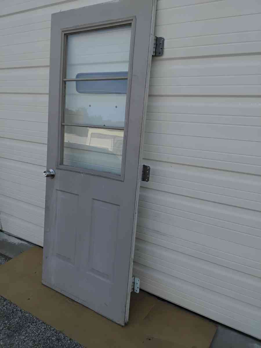 Nice Gray All Steel 3 Light JeldWen Door With HingesDoor Nob - Williamstown, New Jersey - FleaMarketBay