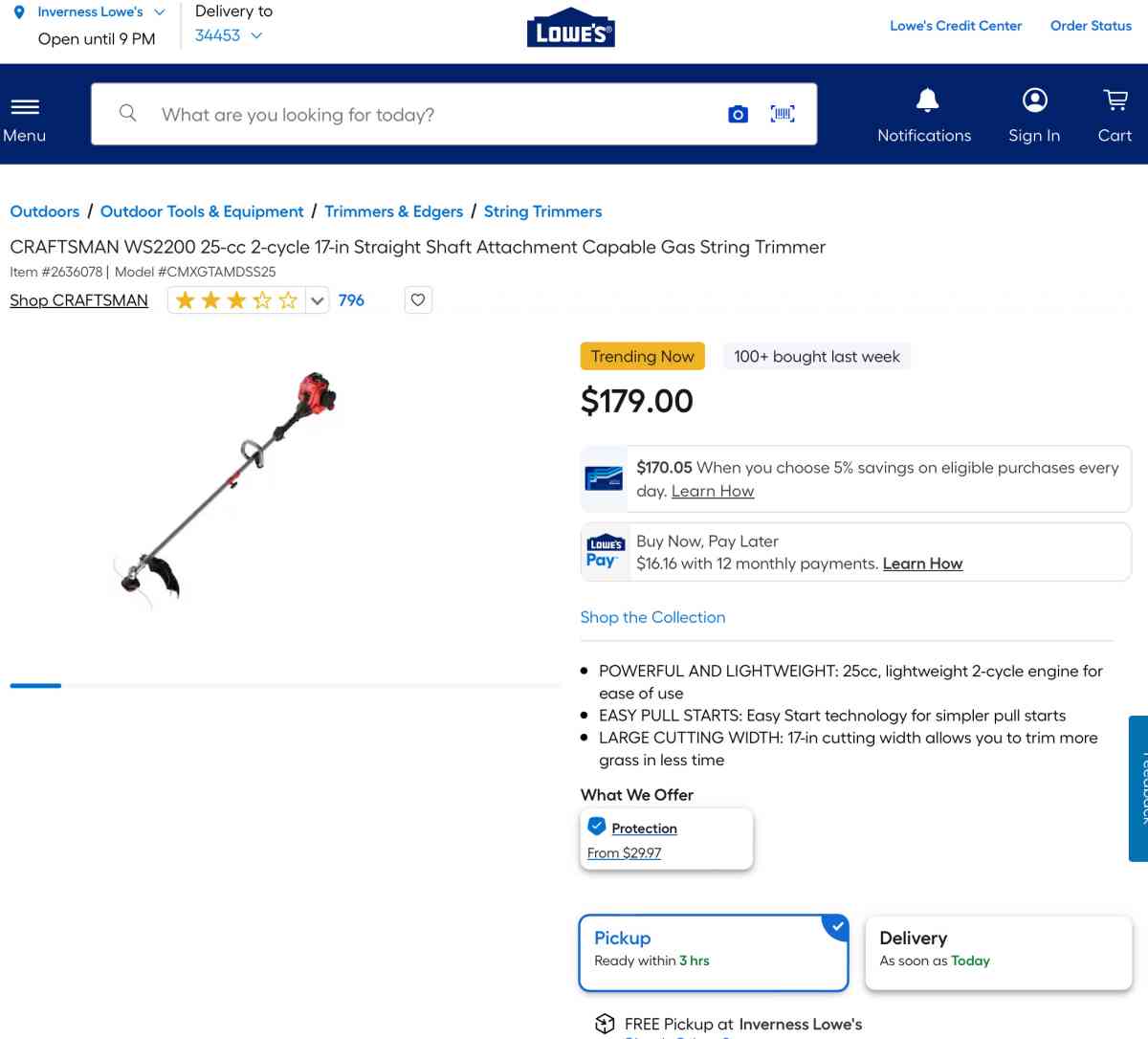 Craftsman WS2200 Weed Trimmer BRAND NEW - Homosassa, Florida - FleaMarketBay