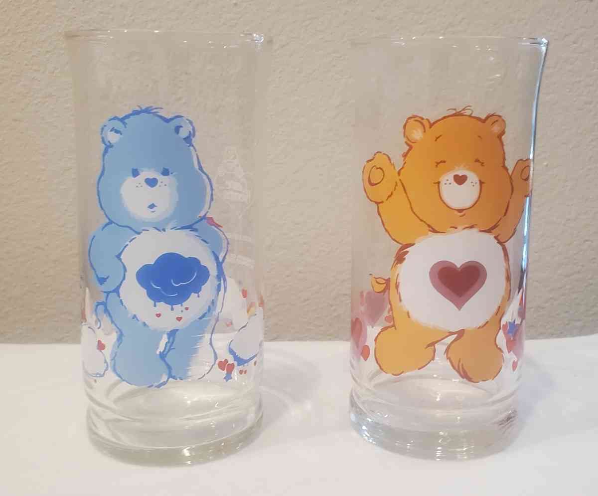 2 1980s Pizza Hut Care Bear Glasses - Fort Worth, Texas - FleaMarketBay