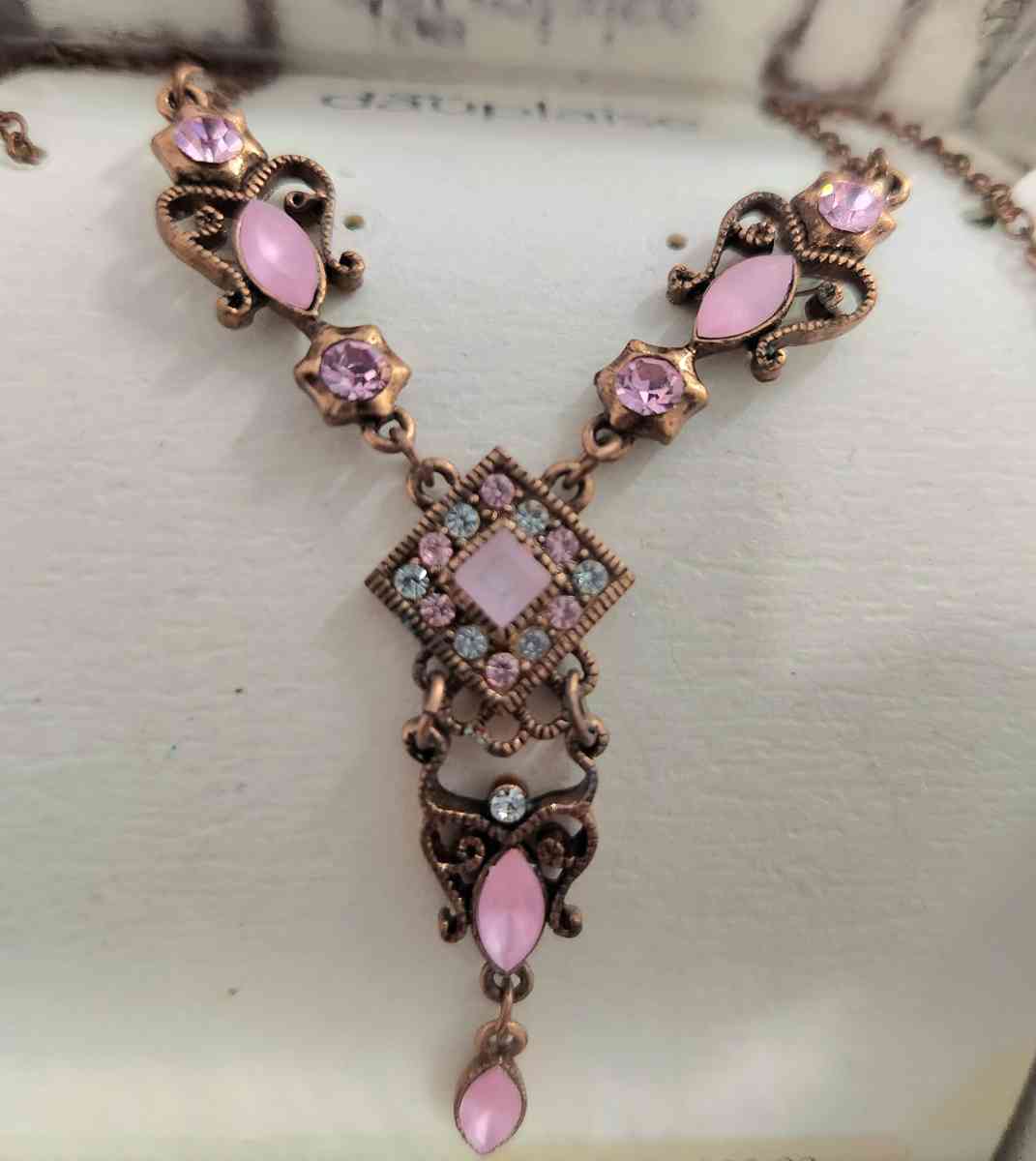 Beautiful Victorian Diamond Accent and Pink Stone Necklace - Kenner, Louisiana - FleaMarketBay