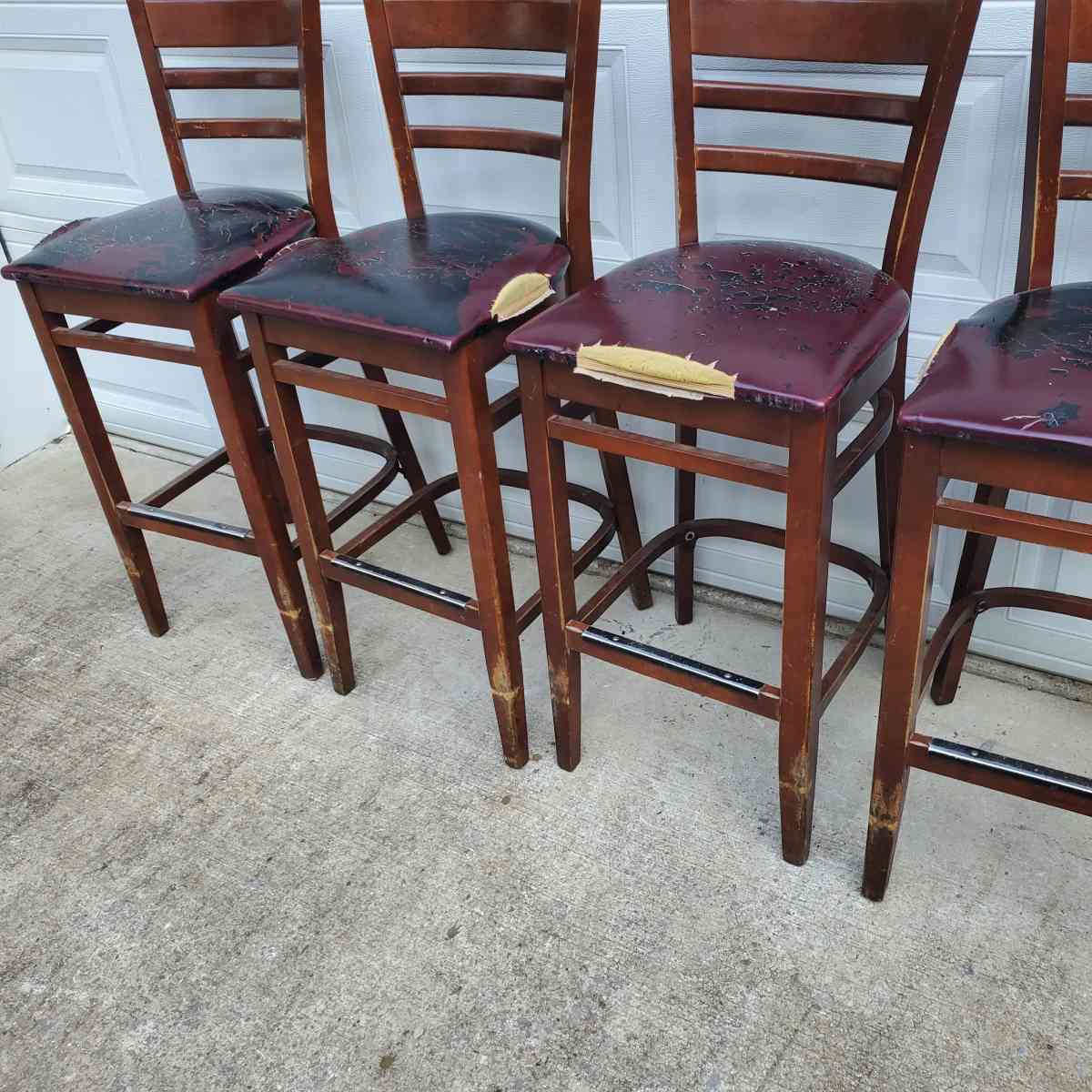 4 Bar Height Wooden Chairs  Cushions Are Rough  RRR Furnitu - Rock Island, Tennessee - FleaMarketBay