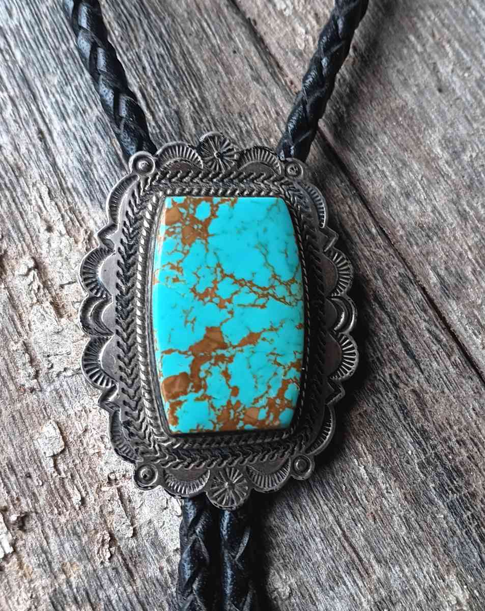 vintage turquoise bolo tie by A Jake - Cottonwood, Arizona - FleaMarketBay