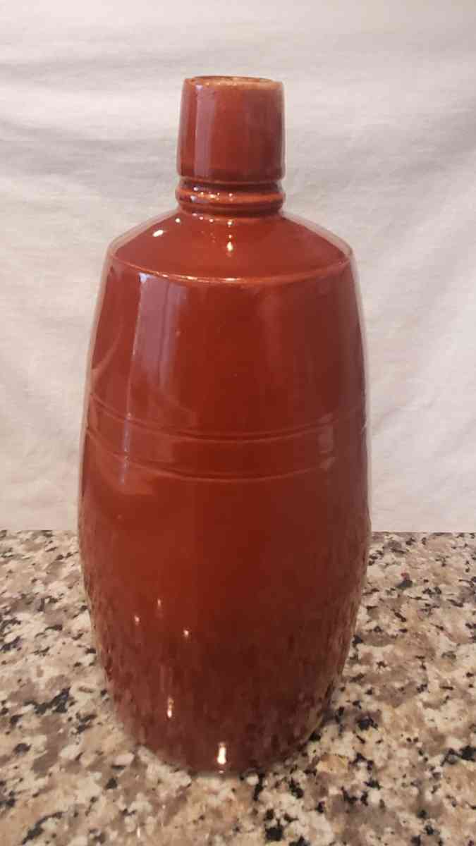 Vintage 1970s Portugal Ceramic Bottle in Red Brown - Fort Worth, Texas - FleaMarketBay
