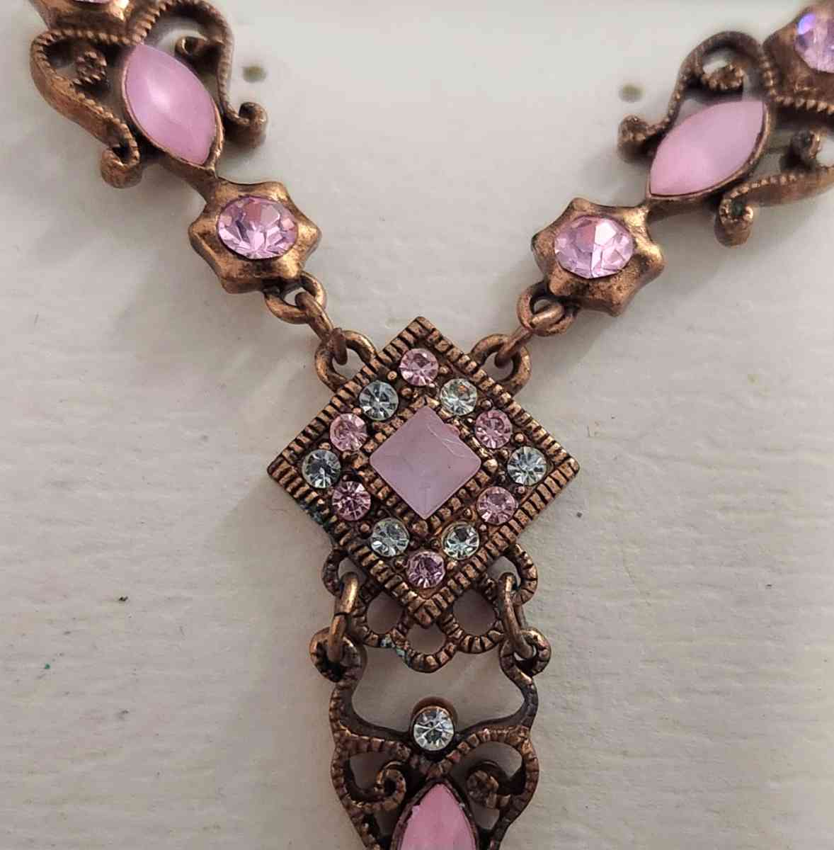 Beautiful Victorian Diamond Accent and Pink Stone Necklace - Kenner, Louisiana - FleaMarketBay