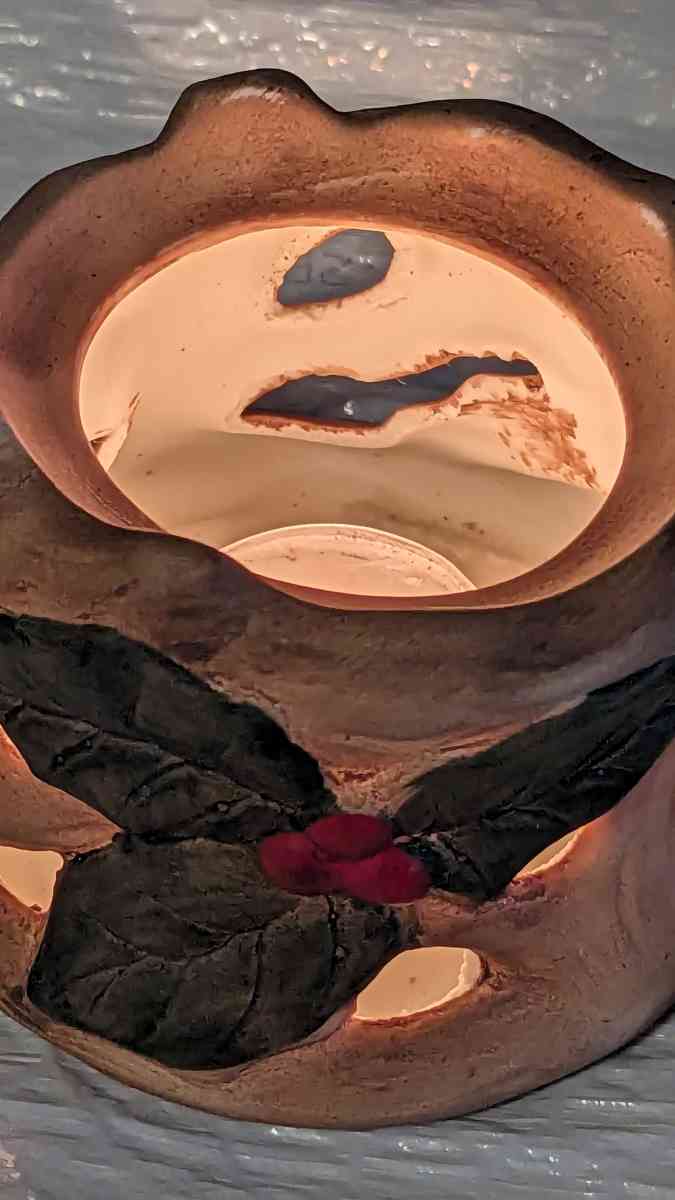 Unique Ceramic Hand Panted Wood Log Tea Light Candle Holder - Phoenix, Arizona - FleaMarketBay