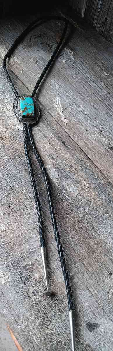 vintage turquoise bolo tie by A Jake - Cottonwood, Arizona