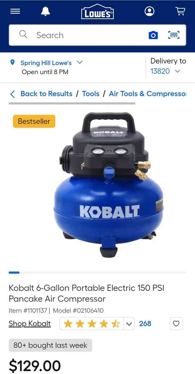 Kobalt Portable Pancake Air Compressor - Homosassa, Florida - FleaMarketBay
