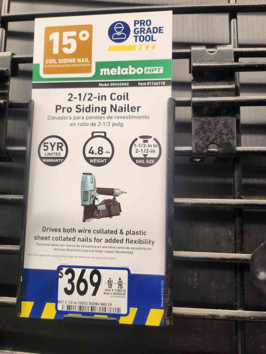 Metabo HPT Pneumatic Coil Siding Nailer - Homosassa, Florida - FleaMarketBay