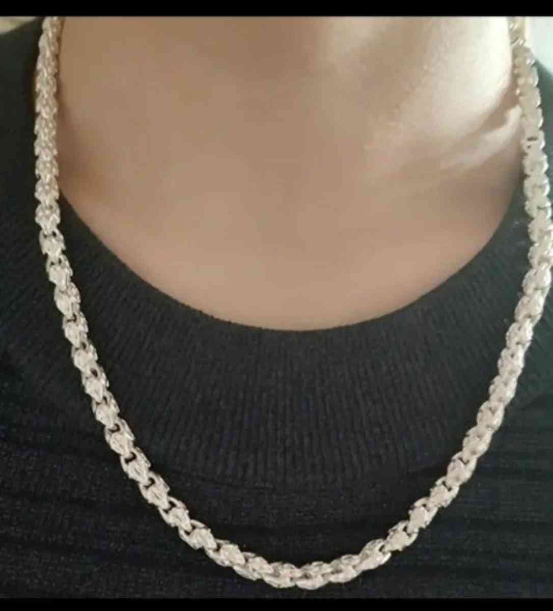 brand new silver 20in 6mm thick bamboo style necklace - Fresno, California