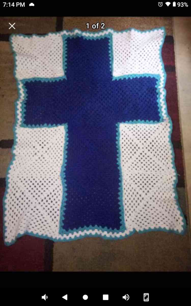 handmade crochet blue cross baby blanket - Warren, Arkansas
