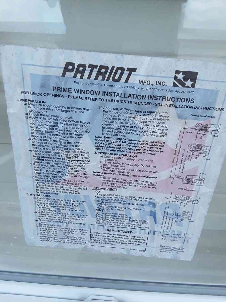 Nice White Double Hung Patriot Windows  Brand New - Williamstown, New Jersey - FleaMarketBay