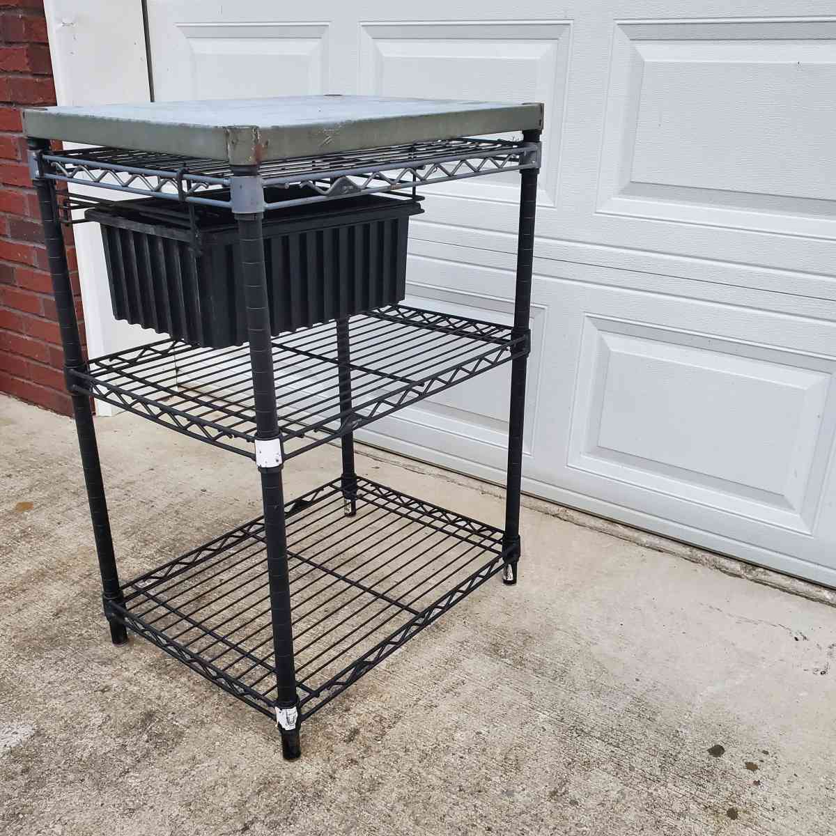 2 Shelf Rack With Stainless Steel Top And Pull Out Basket - Rock Island, Tennessee - FleaMarketBay