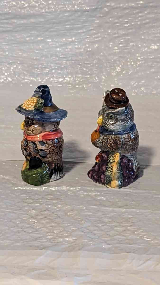 Owl Harvest Salt and Pepper Set Ceramic In Original Box - Phoenix, Arizona - FleaMarketBay