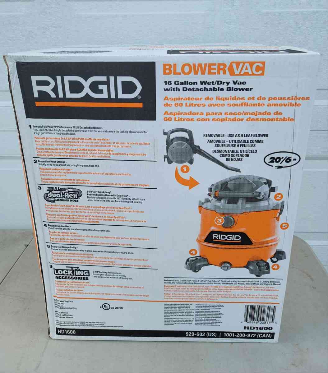 Ridgid 16 Gallon Wet Dry Vac with Detachable Blower - Homosassa, Florida - FleaMarketBay