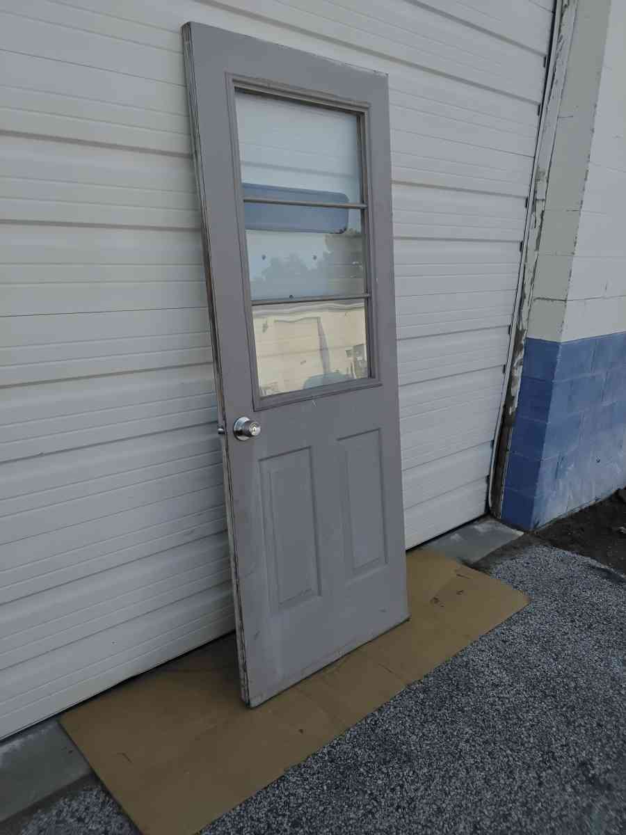 Nice Gray All Steel 3 Light JeldWen Door With HingesDoor Nob - Williamstown, New Jersey - FleaMarketBay