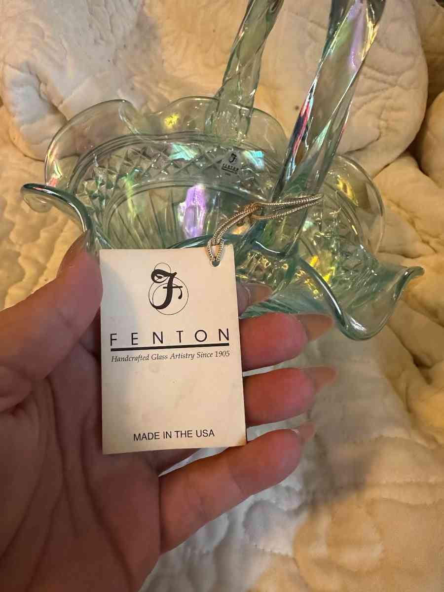 Fenton sea green glass basket - Scott Depot, West Virginia