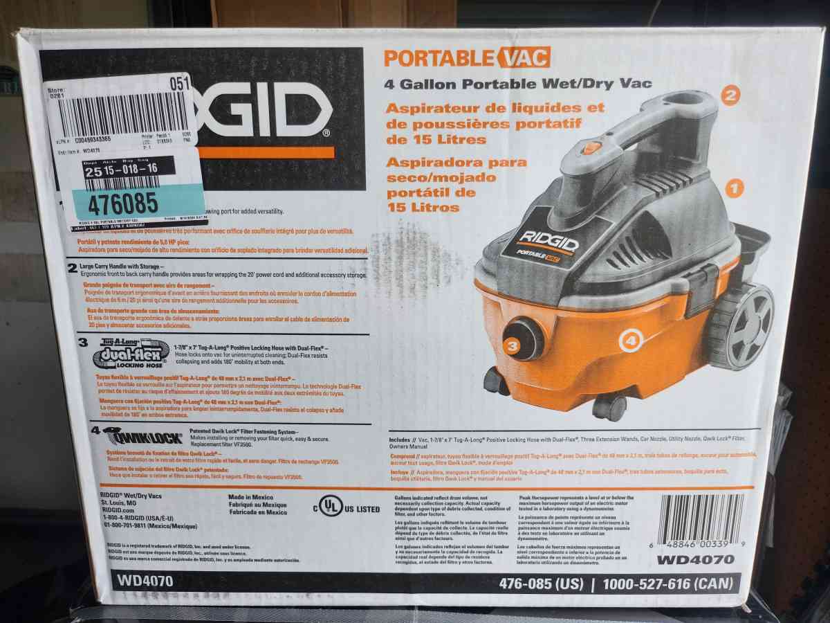 Ridgid Portable Wet Dry Vac - Homosassa, Florida - FleaMarketBay
