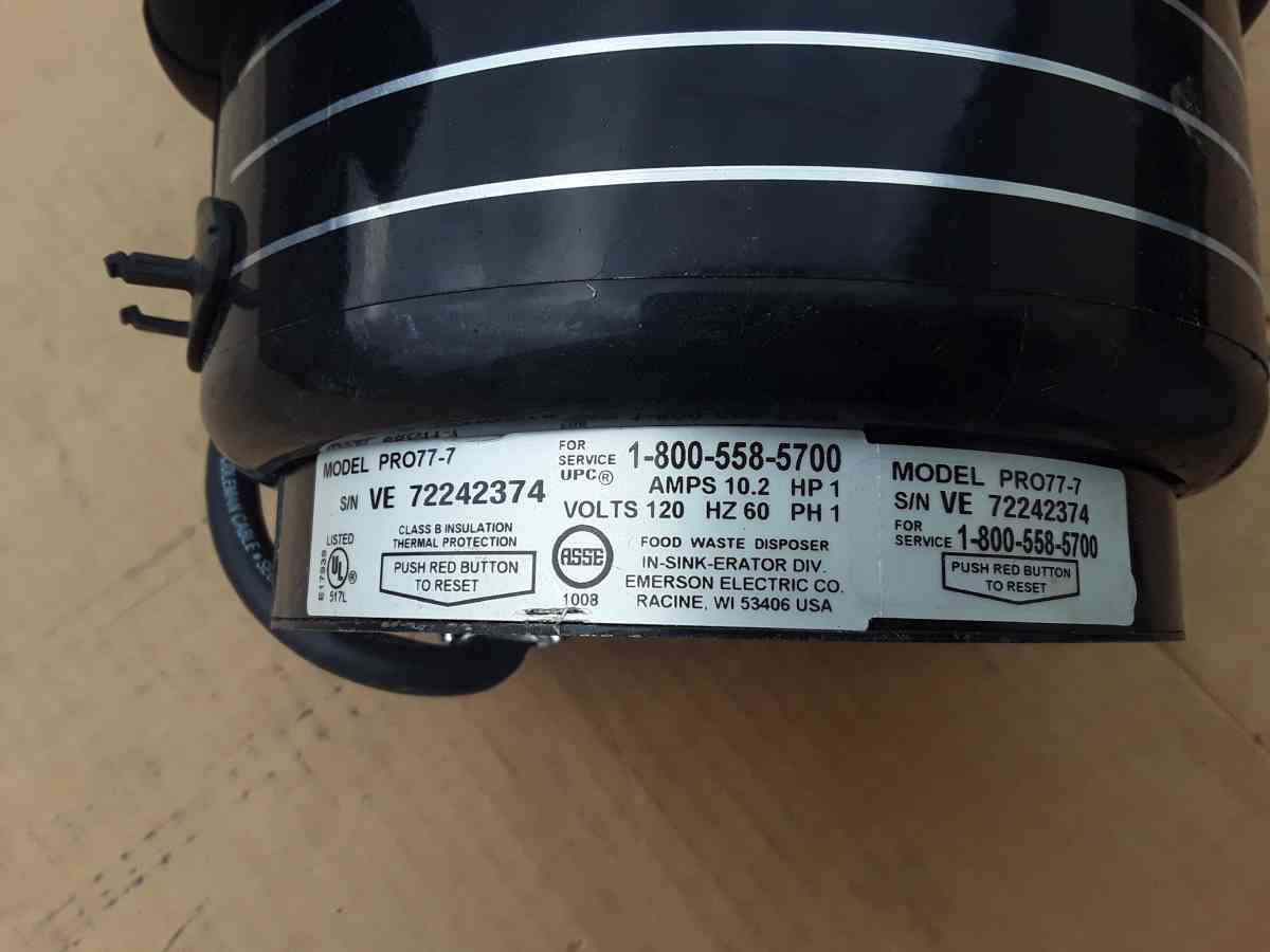 In Sink Erator Pro 77 1 Horse Power Motor OEM Like New - Williamstown, New Jersey - FleaMarketBay