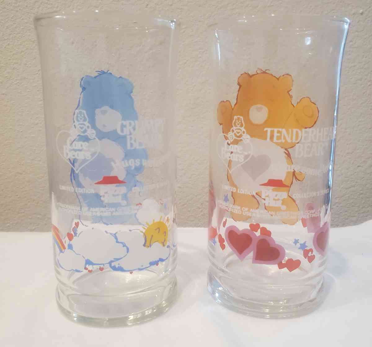2 1980s Pizza Hut Care Bear Glasses - Fort Worth, Texas - FleaMarketBay
