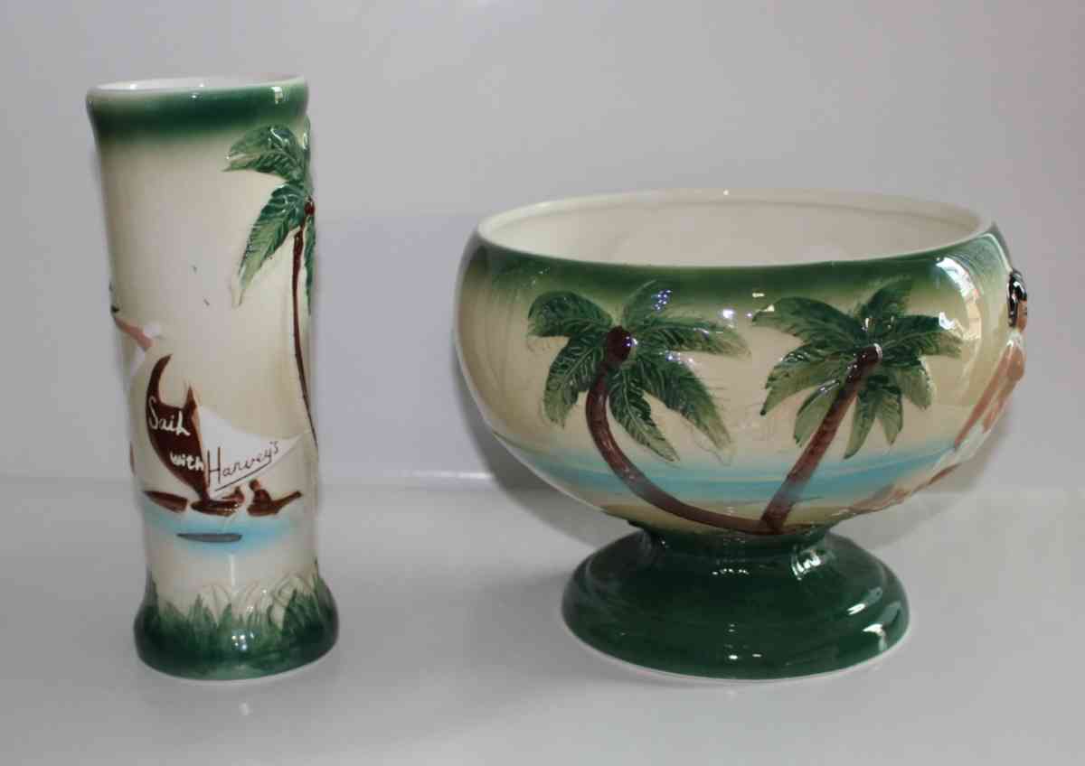 Two Vintage Sail With Harveys  Hula dancer Vase  Planter Pot - Fort Worth, Texas - FleaMarketBay