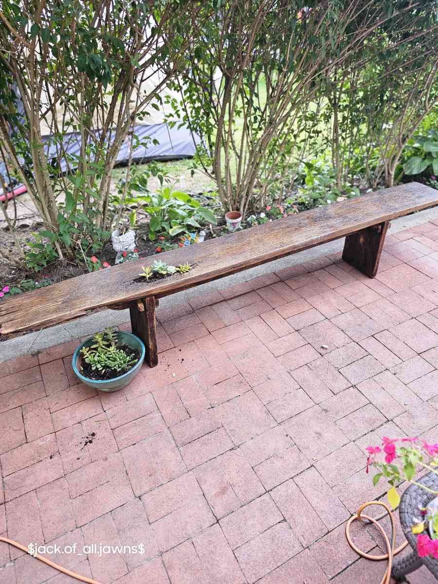 Reclaimed oak board bench 1839 - Abington, Pennsylvania - FleaMarketBay