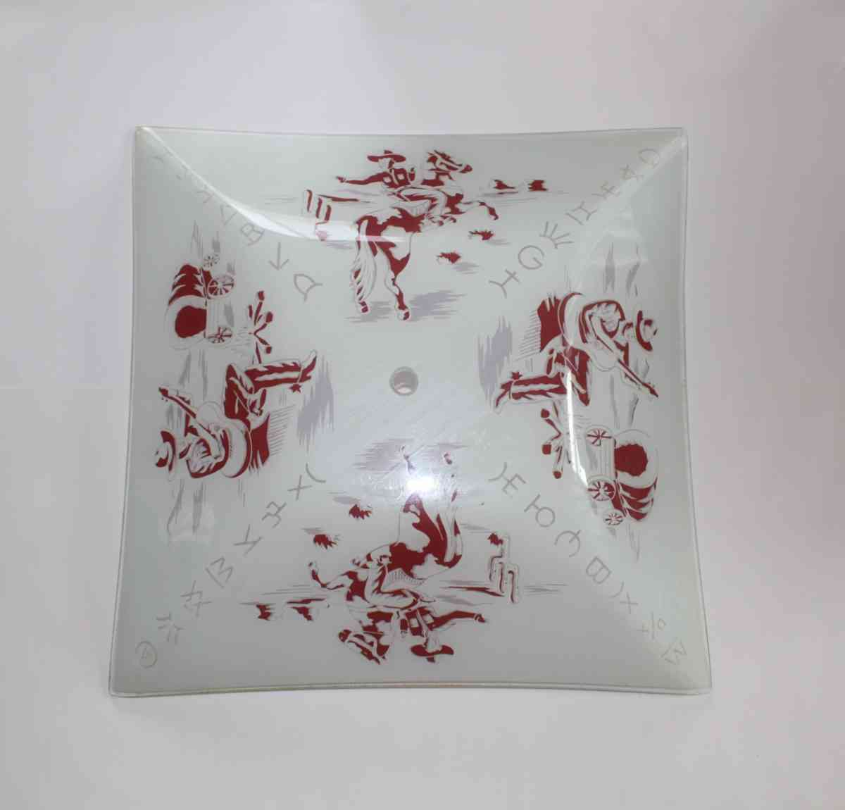 Vintage Hand Painted Glass Cowboy with covered wagon ceiling - Fort Worth, Texas - FleaMarketBay