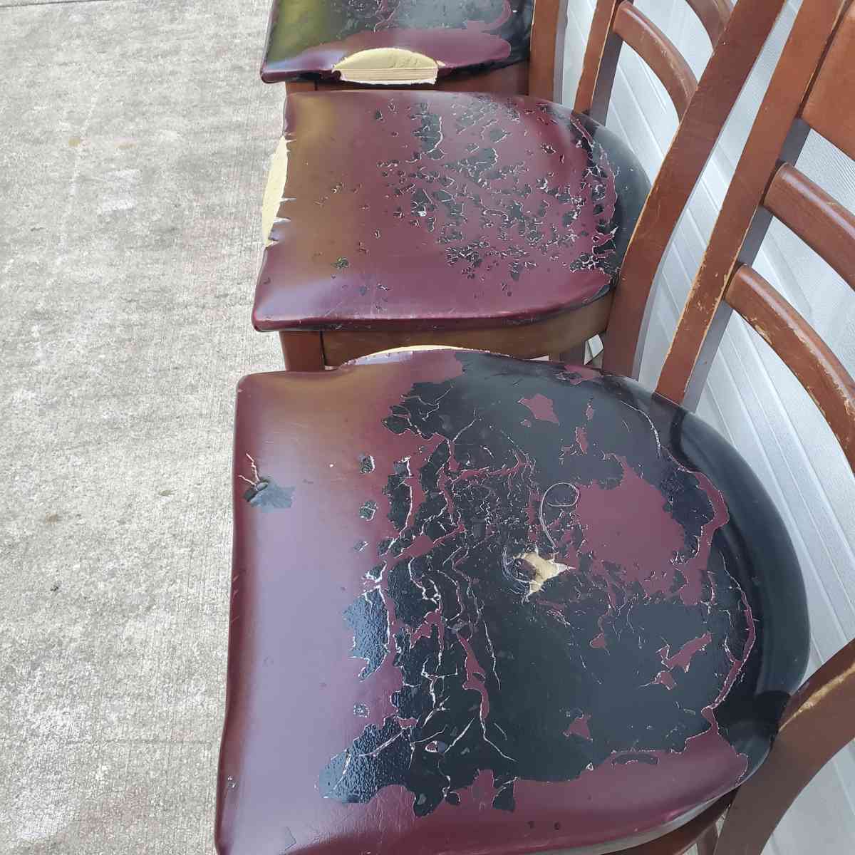 4 Bar Height Wooden Chairs  Cushions Are Rough  RRR Furnitu - Rock Island, Tennessee - FleaMarketBay