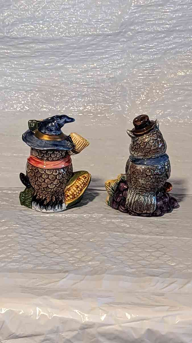 Owl Harvest Salt and Pepper Set Ceramic In Original Box - Phoenix, Arizona - FleaMarketBay