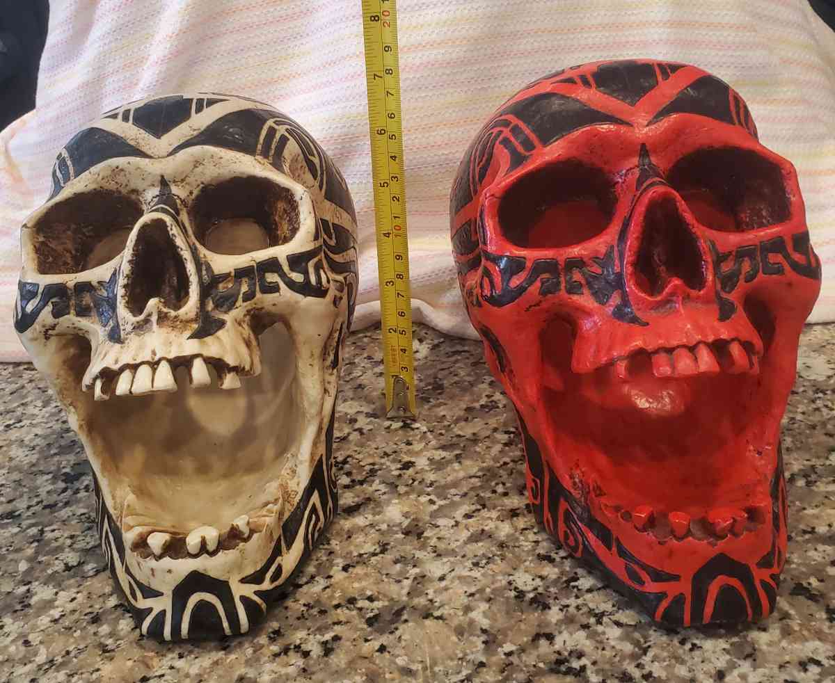 2 Large Resin Tribal Skulls 7x9 - Fort Worth, Texas - FleaMarketBay
