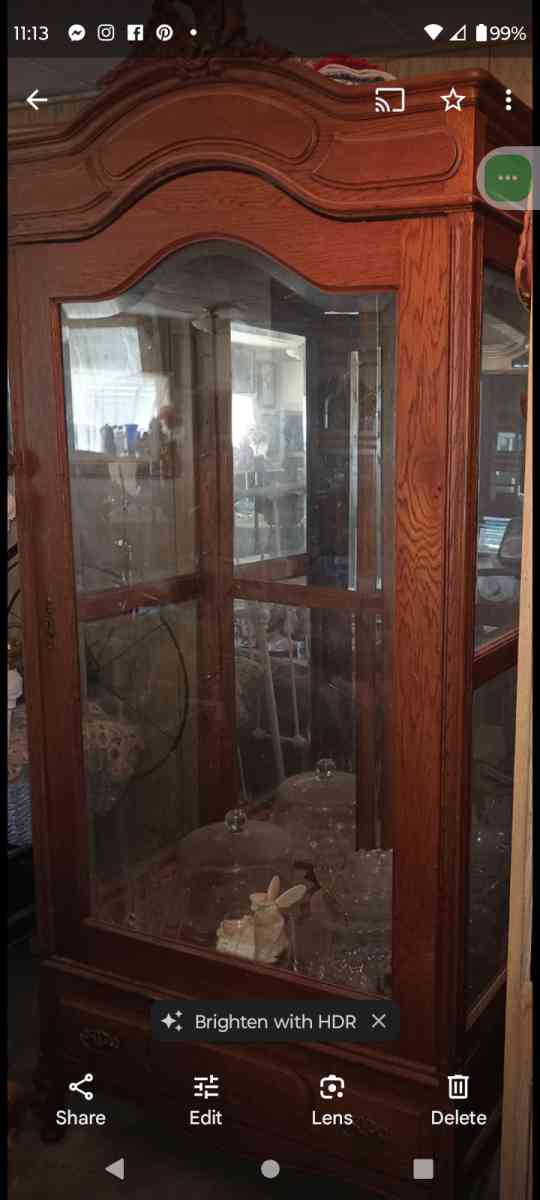 Tall Believed Glass Cabinet - Bakersfield, California - FleaMarketBay