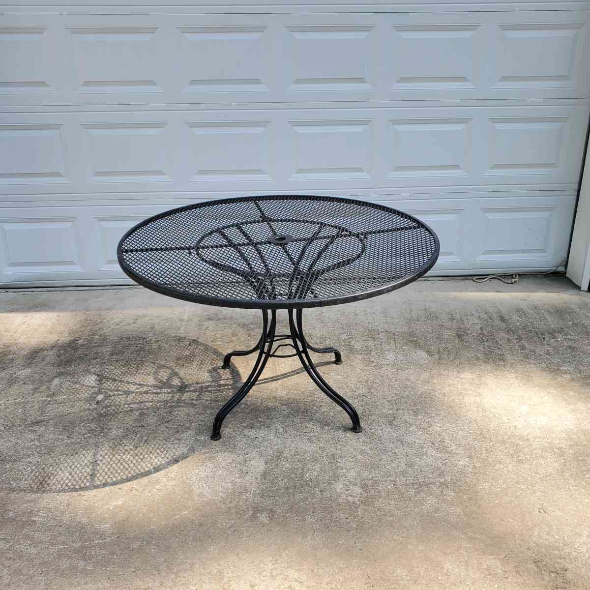 Wrought Iron Black Table W Umbrella Hole - Rock Island, Tennessee