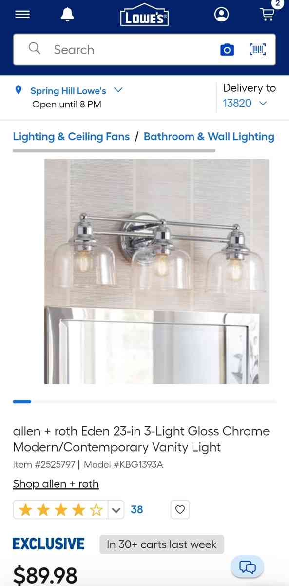 Allen Roth Eden Vanity Light - Homosassa, Florida - FleaMarketBay