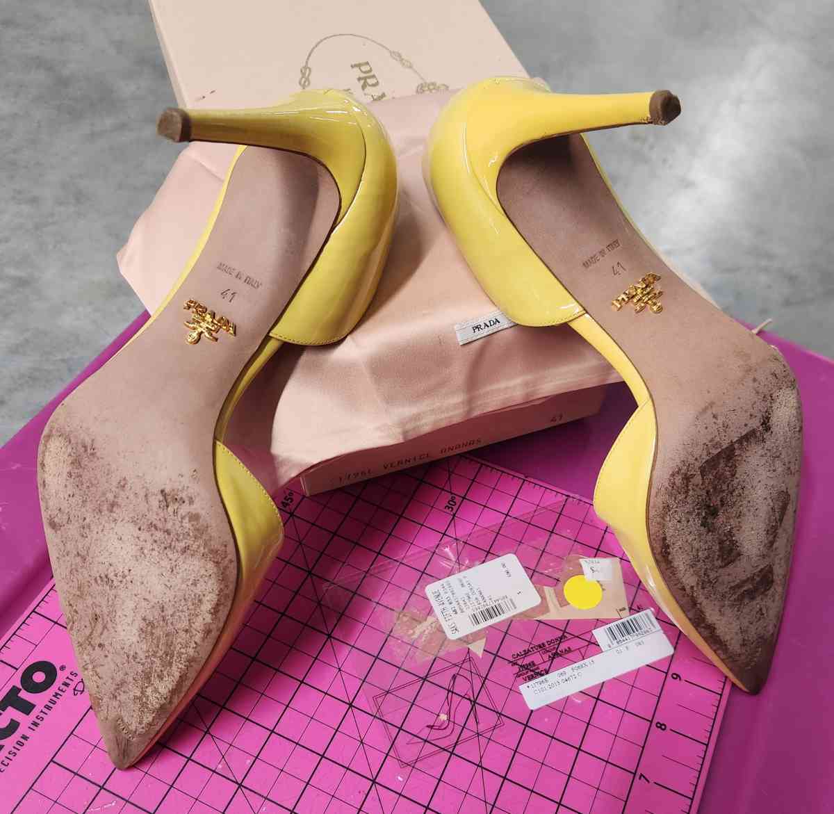 PRADA Yellow Patent Leather DOrsay Pumps - Kenner, Louisiana - FleaMarketBay