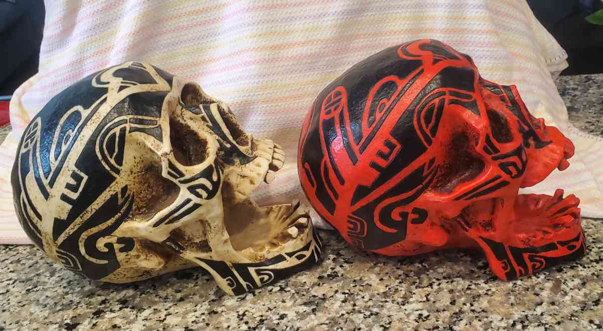 2 Large Resin Tribal Skulls 7x9 - Fort Worth, Texas - FleaMarketBay