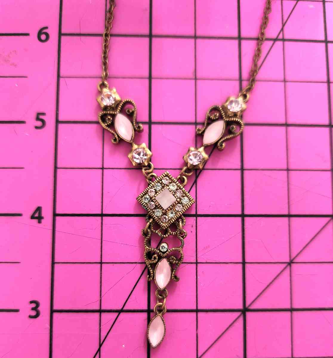 Beautiful Victorian Diamond Accent and Pink Stone Necklace - Kenner, Louisiana - FleaMarketBay